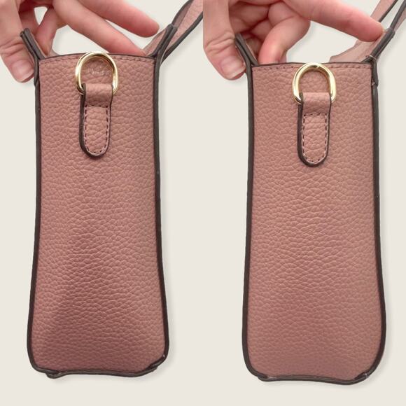 Mauve Purple Pink Vegan Goldtone Hardware Medium Zip Crossbody Bag NWOT - Picture 9 of 10